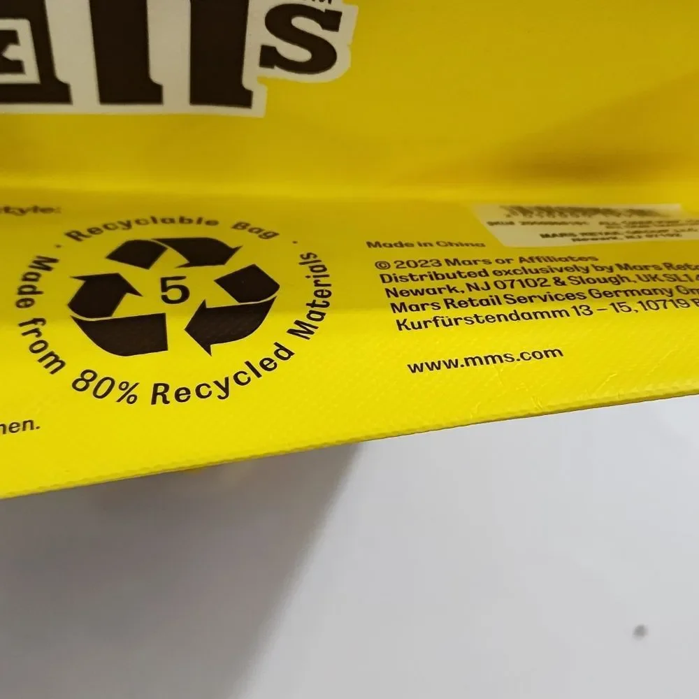 M&M's World 2024 Recyclable Thick Colorful Character Yellow Tote Bag